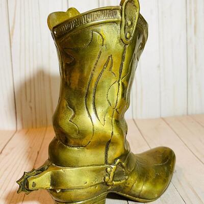 Lot 166  Brass Slouch Cowboy Boot w/Spurs