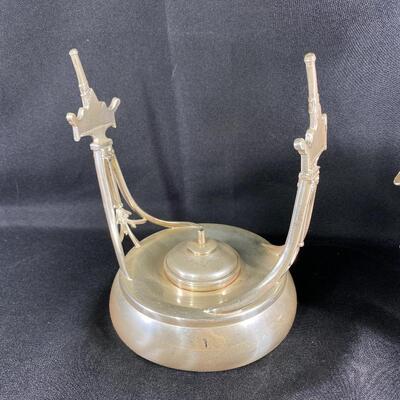 White Metal Tilting Tea Pot with Warming Stand 