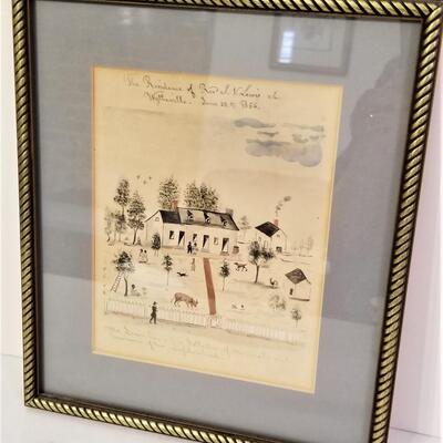 Lot #96  Charming 1856 Original Drawing Showing Virginia Homestead - Owner Identified