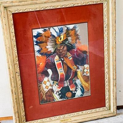 Lot 196  Original Acrylic Painting by Carol Theroux Native American Pow Wow Dancer 