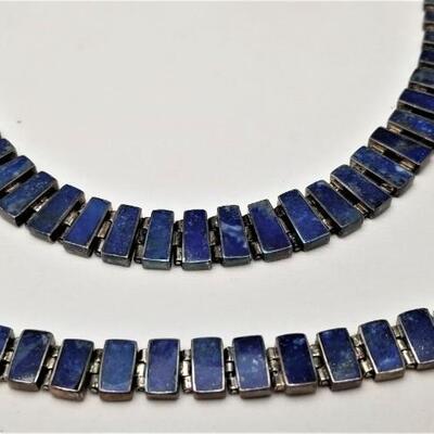 Lot #99  Heavy Sterling Silver and Lapis Necklace & Bracelet