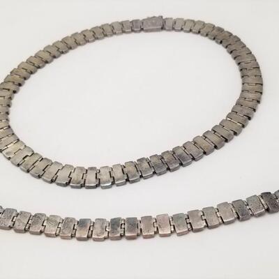 Lot #99  Heavy Sterling Silver and Lapis Necklace & Bracelet