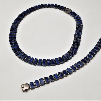 Lot #99  Heavy Sterling Silver and Lapis Necklace & Bracelet