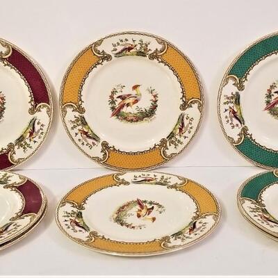Lot #103  8 Antique Staffordshire Bird Plates - highly decorated