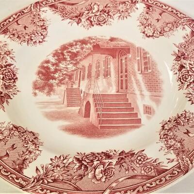 Lot #105  Lot of Mulberry Transfer Ware Plates - Scenes from Salem, N.C.