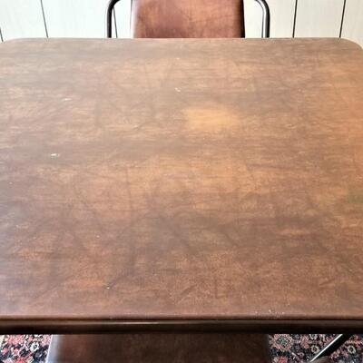 Lot #109  Padded Card Table with 4 Chairs