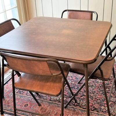Lot #109  Padded Card Table with 4 Chairs
