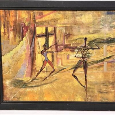 Lot #113  Mid Century Original Oil on Canvas - Listed Artist