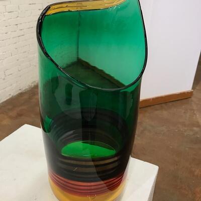 Banded Colors Calla Blown Glass Vase