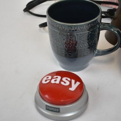 Mugs, Glitter Lamps, Easy Button, Coca Cola Playing Cards - Used