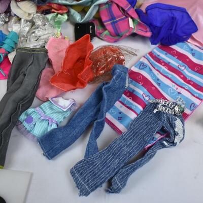 Lot of Barbie Clothes: Jeans, Dresses, Shirts, etc
