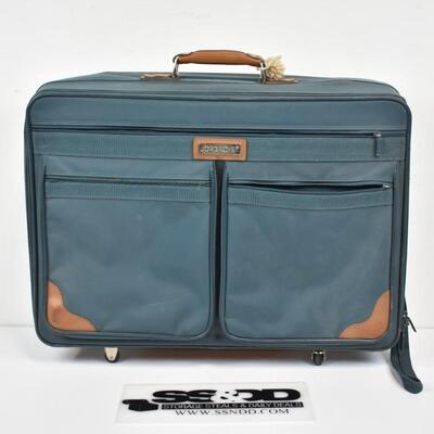 Jordache Teal Luggage - One pocket is stitched closed