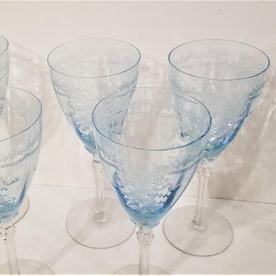 Lot #120  Gorgeous Set of 1940's Elegant Glassware - Goblets with matching pitcher - BLUE