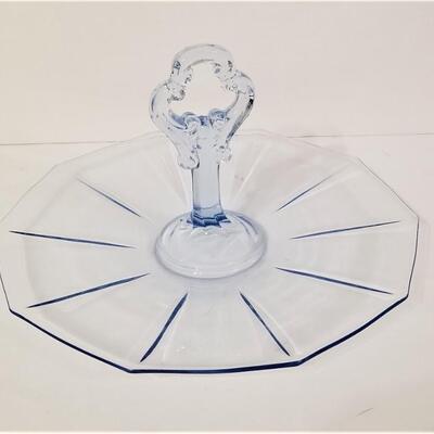 Lot #146  Beautiful Vintage Blue Glass Tidbit Platter