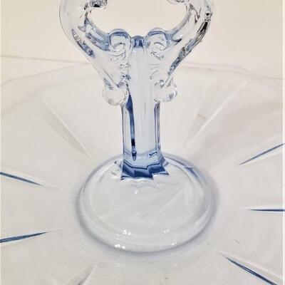 Lot #146  Beautiful Vintage Blue Glass Tidbit Platter