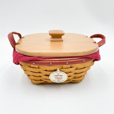 LONGABERGER 2005 TREE TRIMMING â€œTINSELâ€ BASKET W/ LID