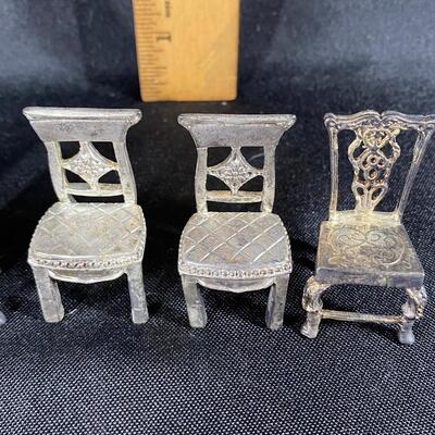 Cast Metal Pewter Aluminum Miniature Unpainted Chairs