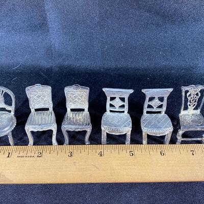 Cast Metal Pewter Aluminum Miniature Unpainted Chairs