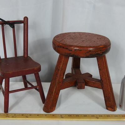 Doll furniture  chair and milk stool 