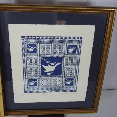 Artist signed quilt print Mary Rutherford Flying Geese