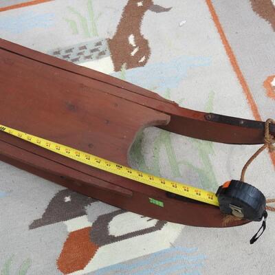 Vintage Long  Red Painted Wood  Sled 