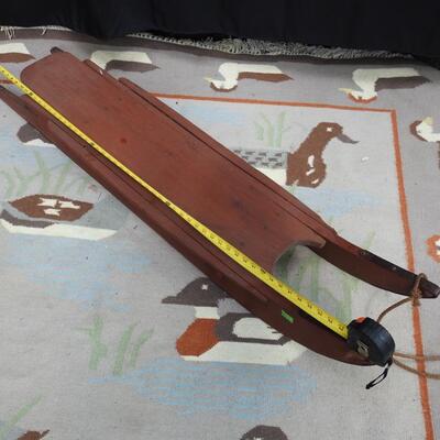 Vintage Long  Red Painted Wood  Sled 