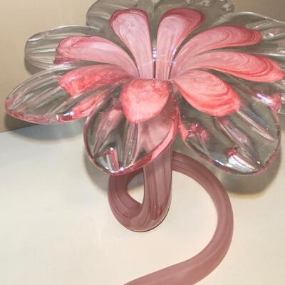 #128 Pink Floral Art Glass 