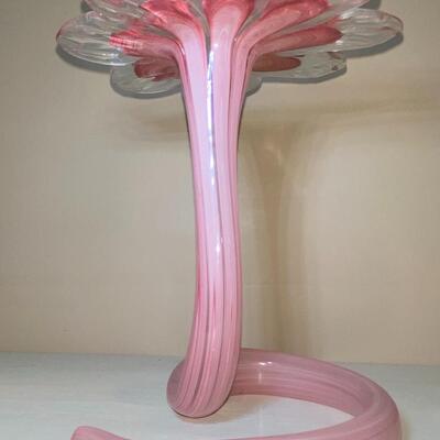 #128 Pink Floral Art Glass 
