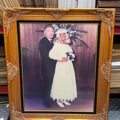 Large Vintage Wedding Photo In Ornate Frame