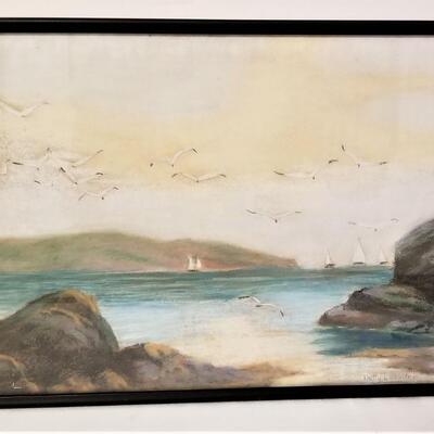 Lot #153  Original Pastel Painting - Gulls along Shoreline