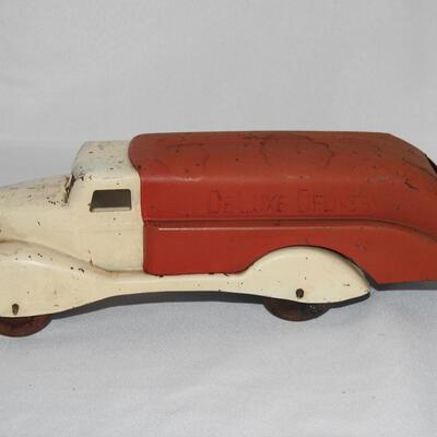 Vintage Metal Deluxe Delivery Truck with wheels 