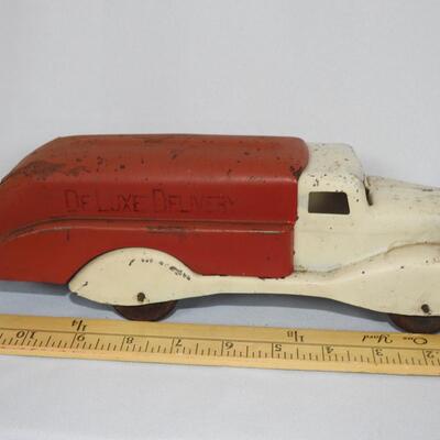 Vintage Metal Deluxe Delivery Truck with wheels 