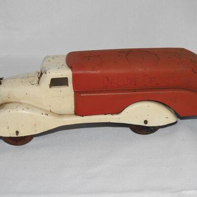 Vintage Metal Deluxe Delivery Truck with wheels 