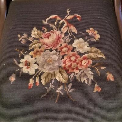 Lot #158  Nice Pair of Antique Side Chairs with Needlepoint Seats