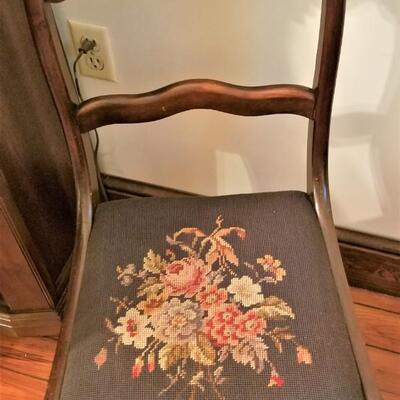 Lot #158  Nice Pair of Antique Side Chairs with Needlepoint Seats