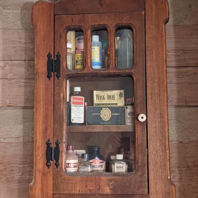 Antique cabinet full of vintage goodies