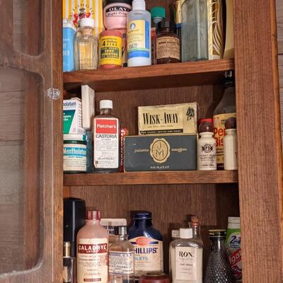 Antique cabinet full of vintage goodies
