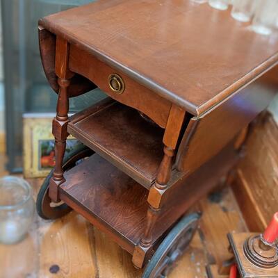 Antique drop leaf table cart, excellent condition