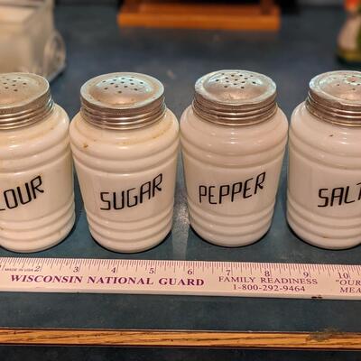 Vintage S & P and Flour and Sugar shakers, saweet
