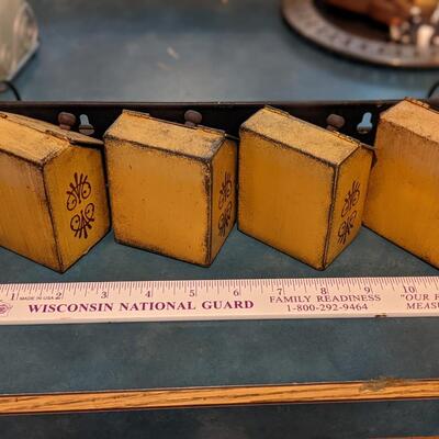 Vintage metal spice containers. So Adorable!