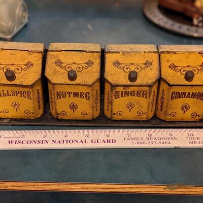 Vintage metal spice containers. So Adorable!