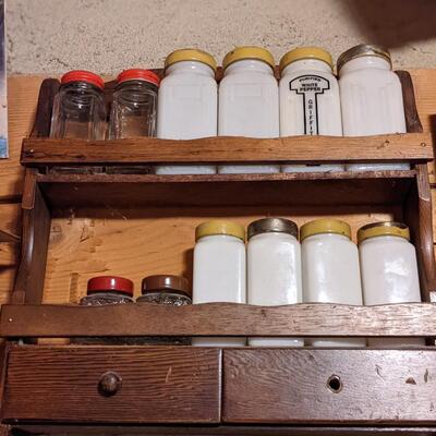 Vintage Spice rack with cool containers