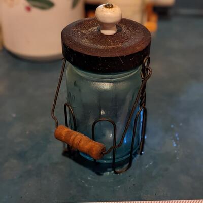 Antique miilk cream jar and cage