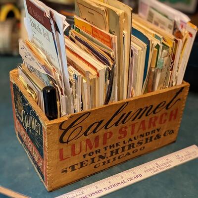 Priceless set of recipes in a vintage crate