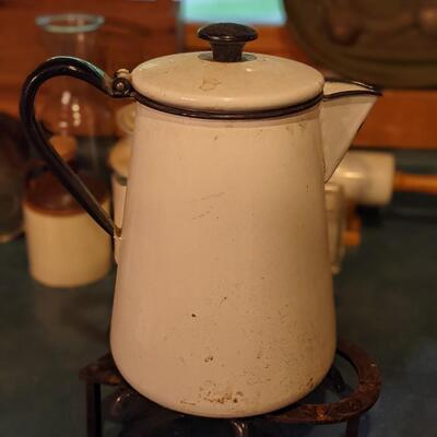 Antique enameled coffee pot