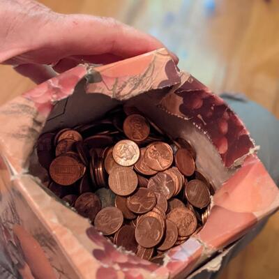 Kleenex box of pennies, who knows what you'll find