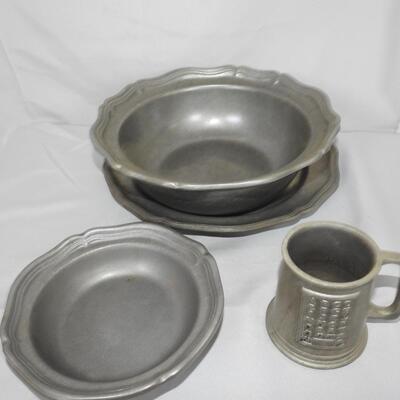 Wilton Pewter Bowls, plate & cup