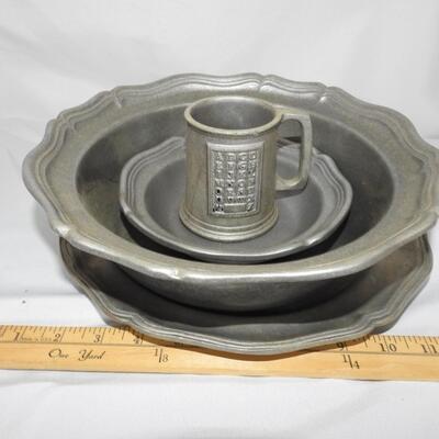 Wilton Pewter Bowls, plate & cup