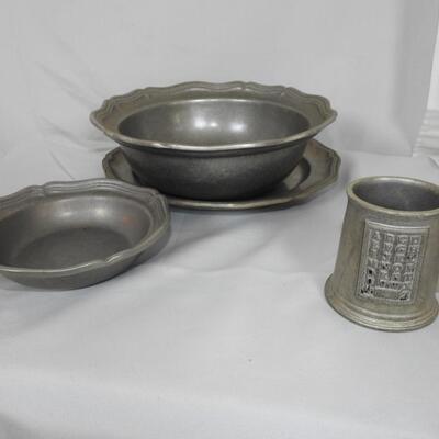 Wilton Pewter Bowls, plate & cup