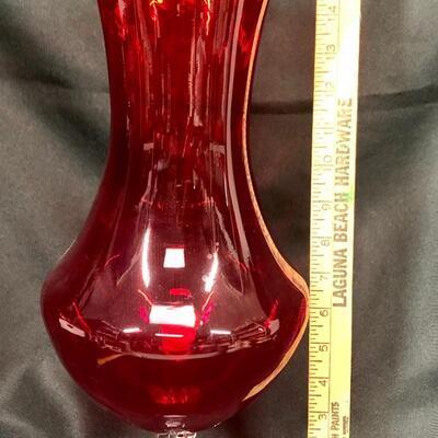 16â€œ Ruby Red Pedestal Vase